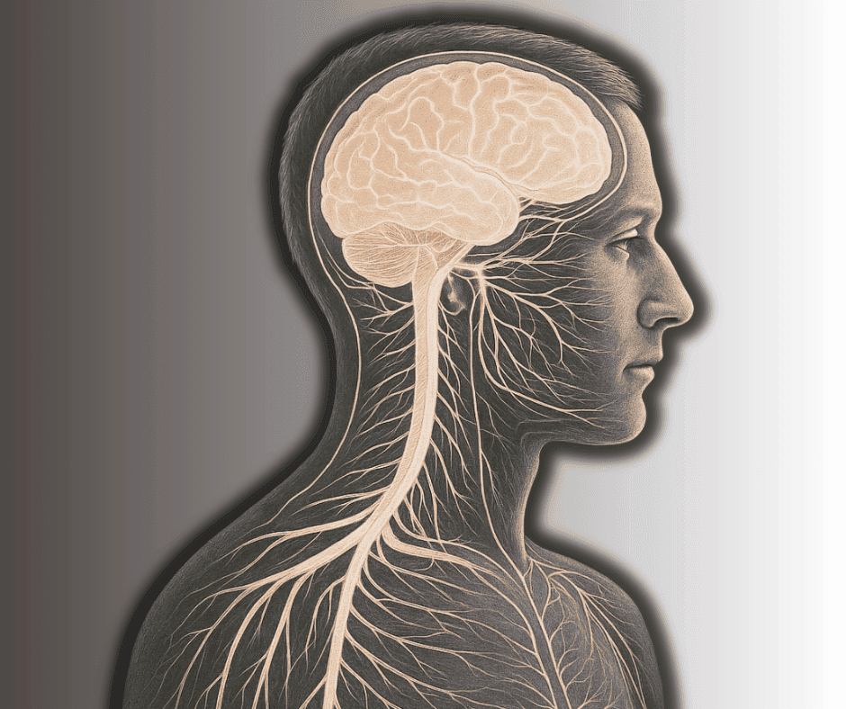 Kozmoterapija živčni sistem – ilustracija možganov in nevrofiziološke osnove metode