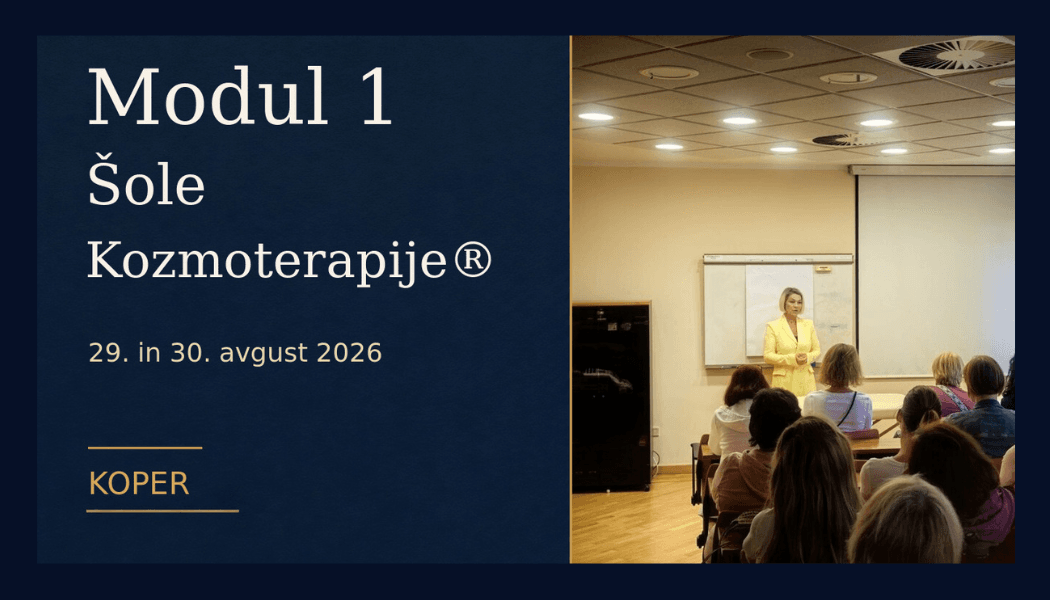 Modul 1 Šole Kozmoterapije® Darja Sekulić med predavanjem na Modulu 1 Šole Kozmoterapije®